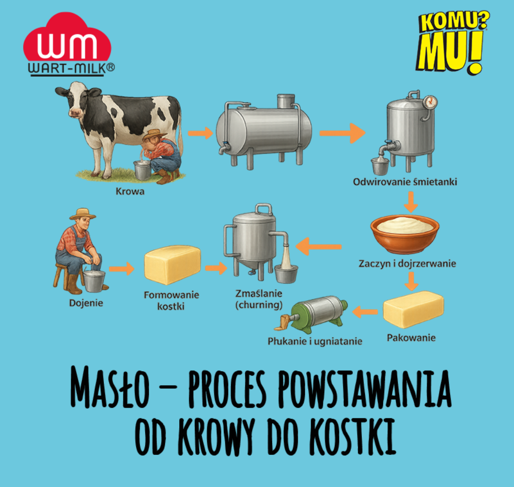 Masło – proces powstawania od krowy do kostki